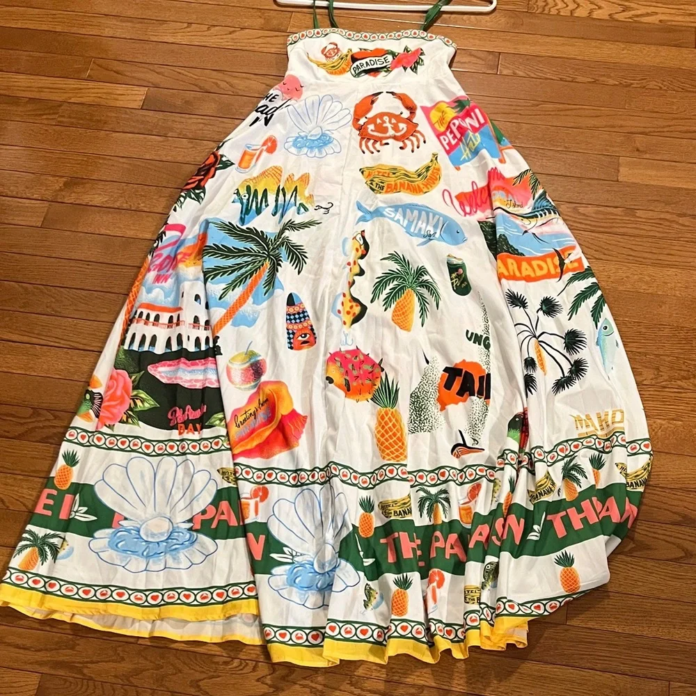 Cute Tropical Novelty Print Sleeveless Maxi Dress 🦀 - Picture 5 of 16